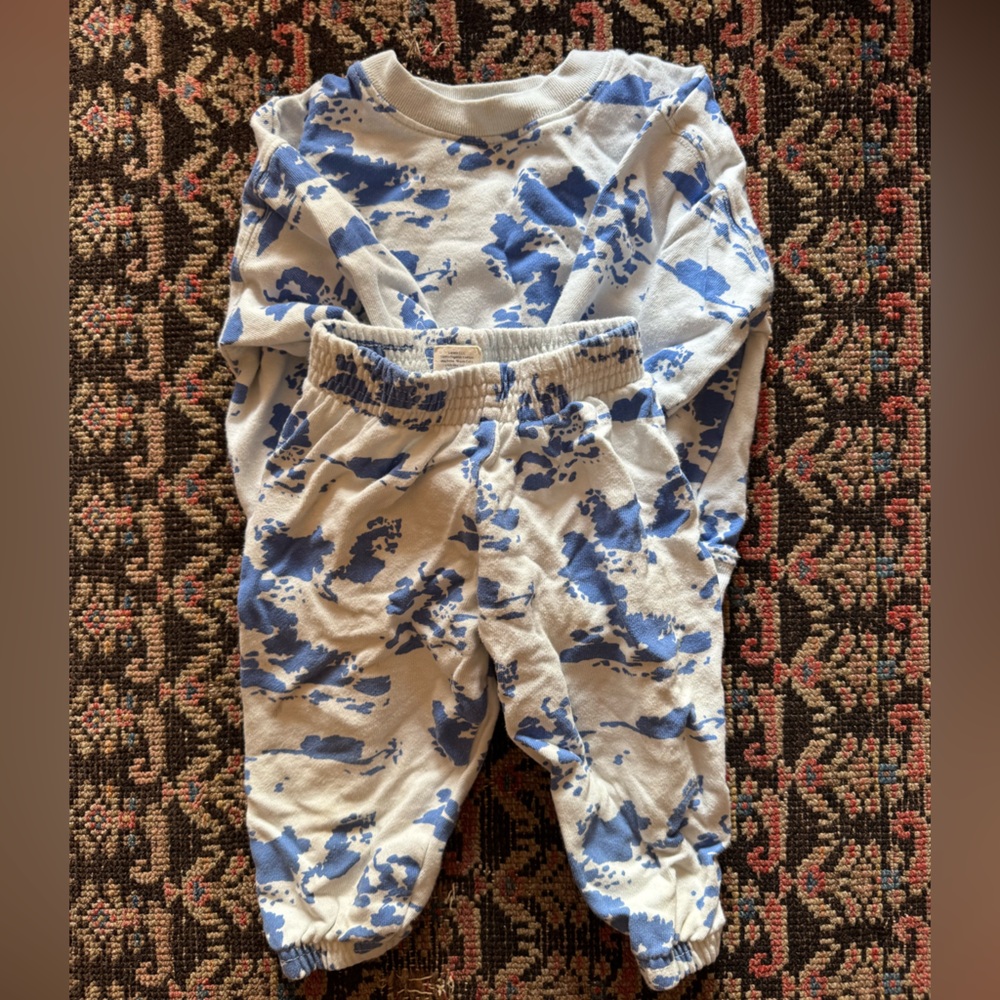 Blue and White Cloud Patterned Sweatpant and Sweatshirt Lewis Set